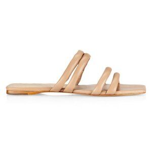 Saks Fifth Avenue Elegant Nude Leather Strappy Women's Sandals Size 10.5 (40.5)